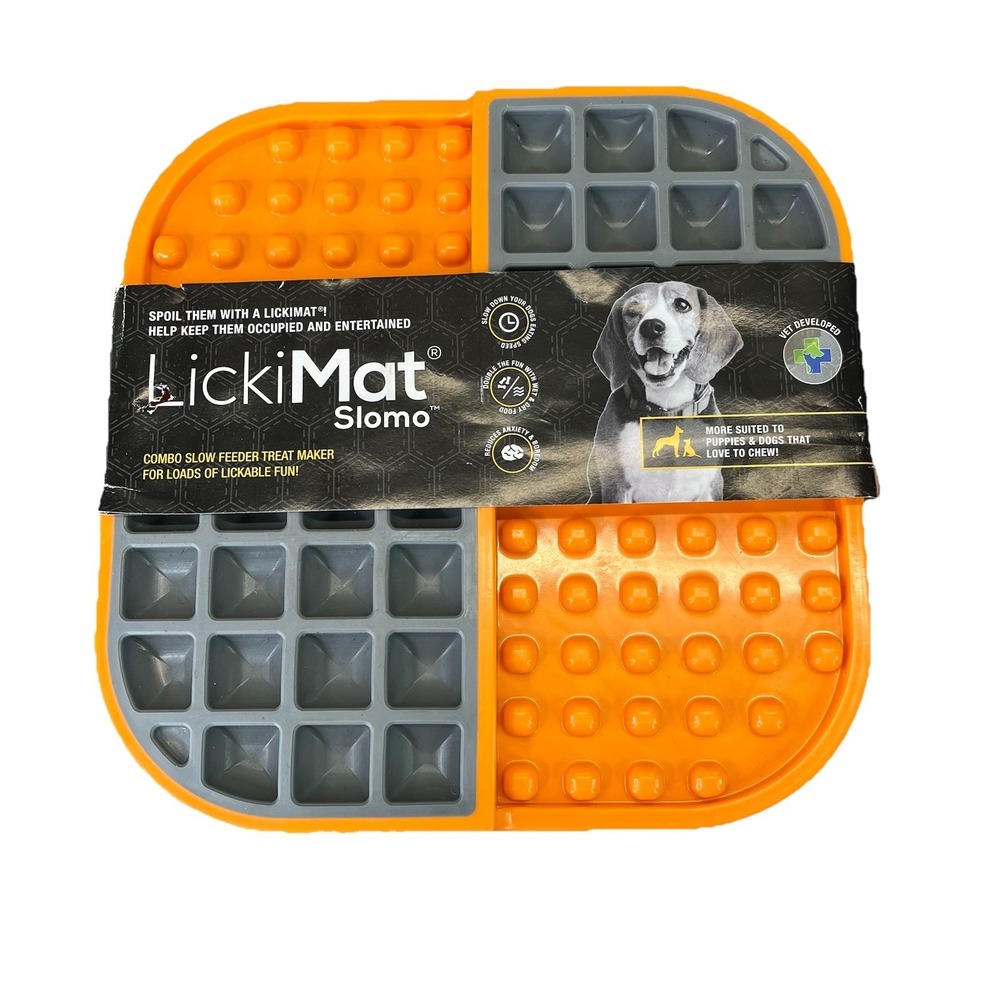 LickiMat Slomo Slow Feeder Mat for Dogs - Orange